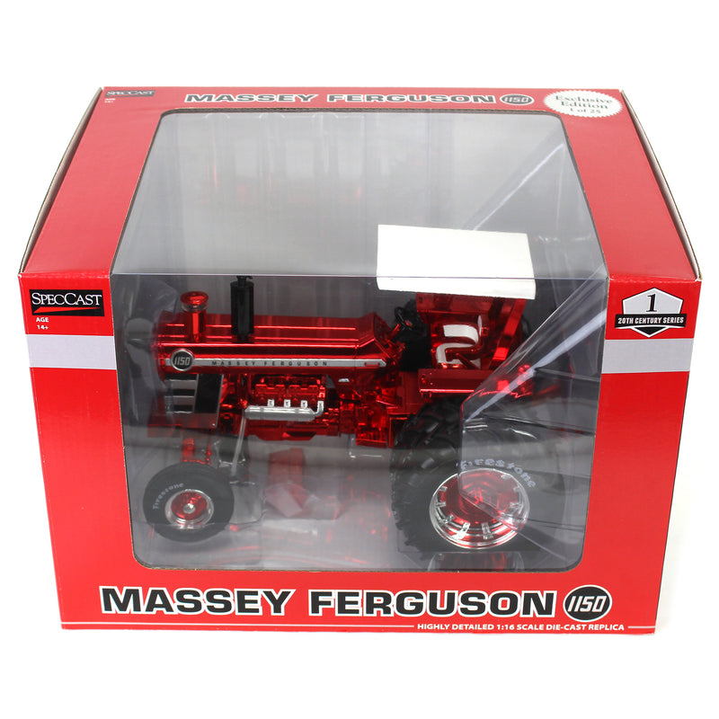 Chrome Set of 4 ~ 1/16 Massey Ferguson 1150 Tractors with Firestone Tires, Outback Toys Exclusive