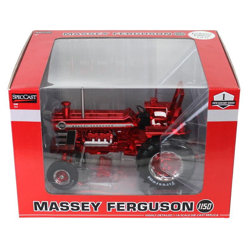 Chrome Set of 4 ~ 1/16 Massey Ferguson 1150 Tractors with Firestone Tires, Outback Toys Exclusive