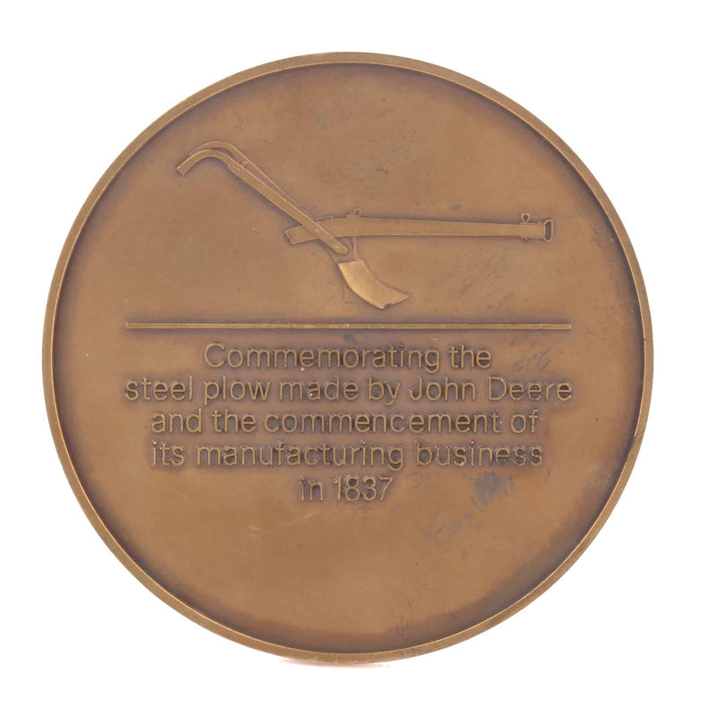 1987 John Deere 150 Plow Anniversary Bronze Medallion by Medallic Art Co