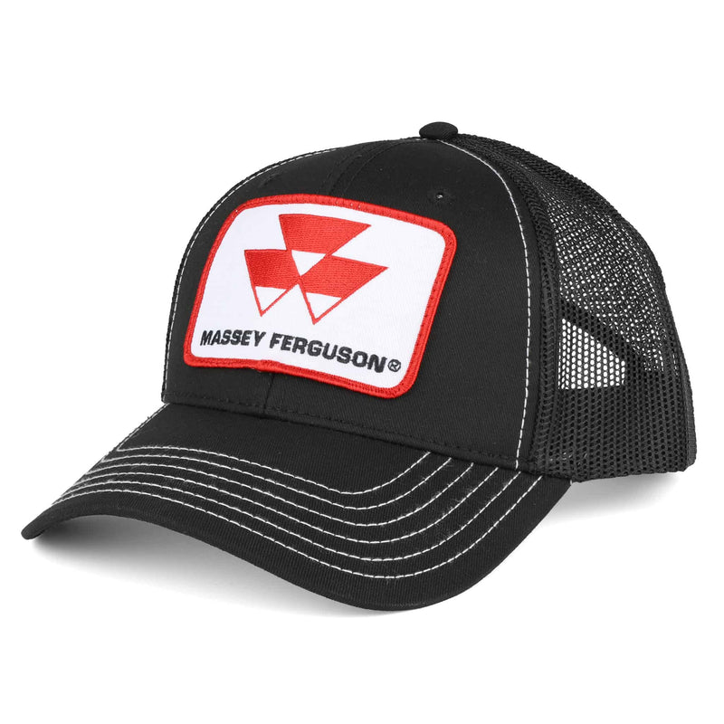 Massey Ferguson Logo Black Mesh Back Hat with White Stitching