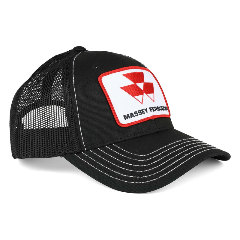 Massey Ferguson Logo Black Mesh Back Hat with White Stitching