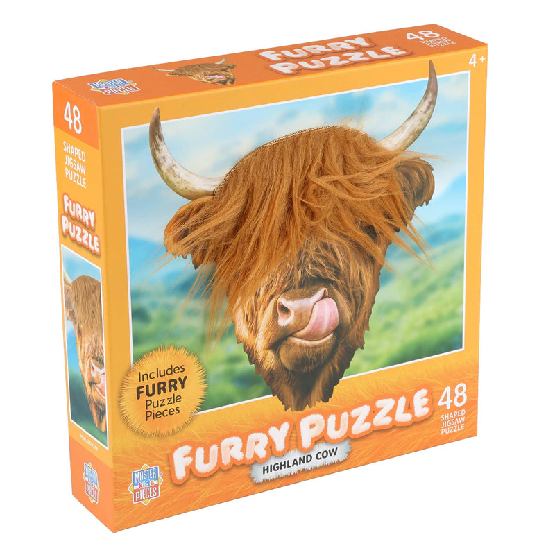 Furry Puzzle Highland Cow 48 Piece Shaped Puzzle