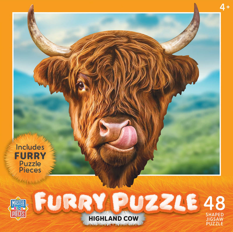 Furry Puzzle Highland Cow 48 Piece Shaped Puzzle