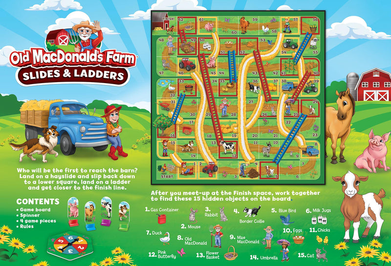 Old MacDonald's Farm Slides & Ladders Board Game