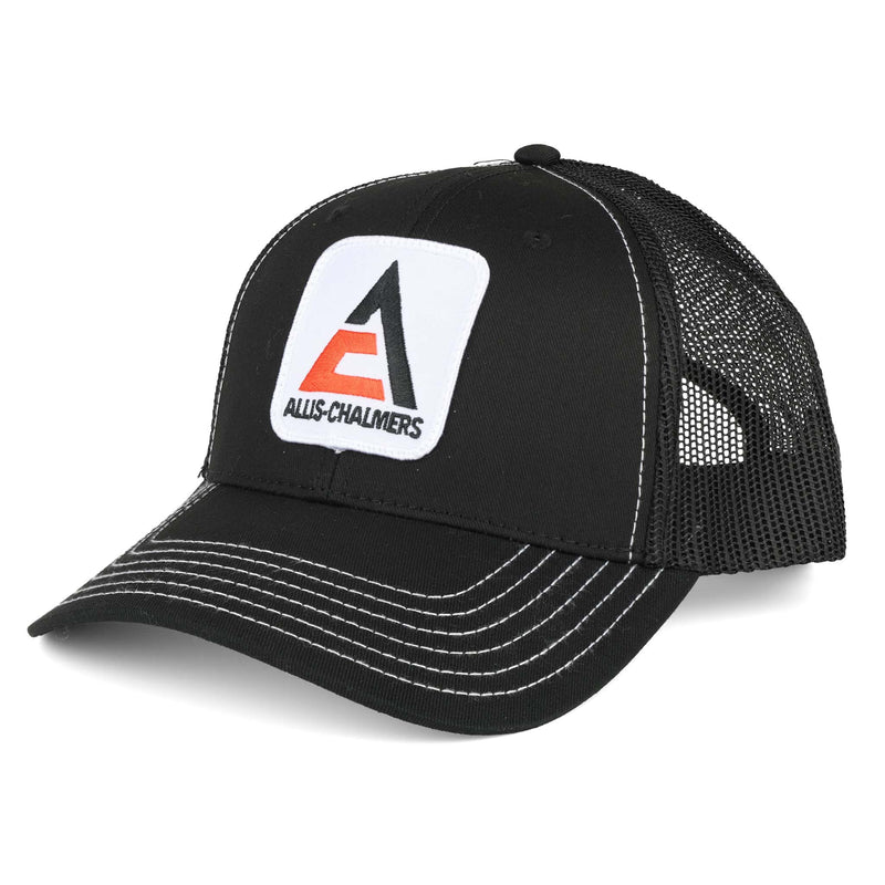 Allis Chalmers Logo Black Mesh Back Cap with White Stitching