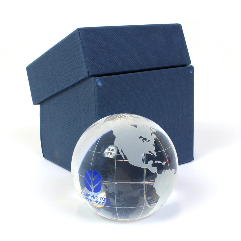 New Holland Glass World Globe Paperweight