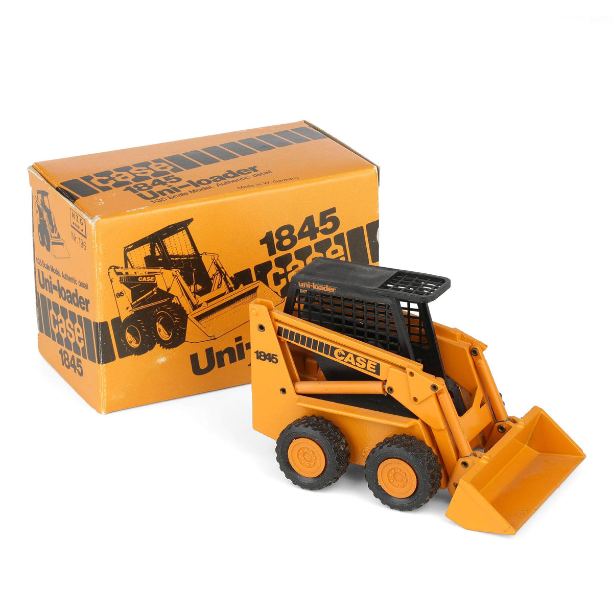1/35 Case 1845 Uni-loader Skid Loader with Black Cage by NZG — Outback Toys