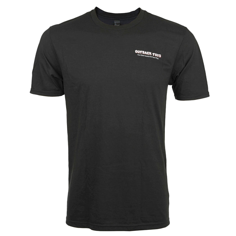 Men's Outback Toys T-Shirt, Black with OBT Logo & Red Tractor