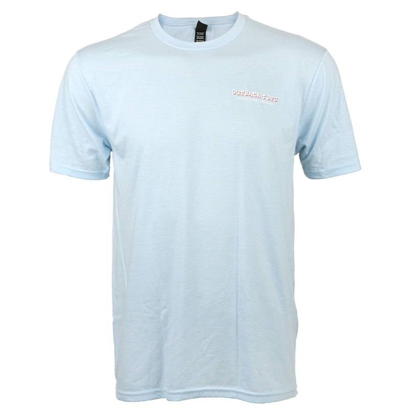 Men's Outback Toys T-Shirt, Blue "Home of the Largest Assortment of Farm Toys"