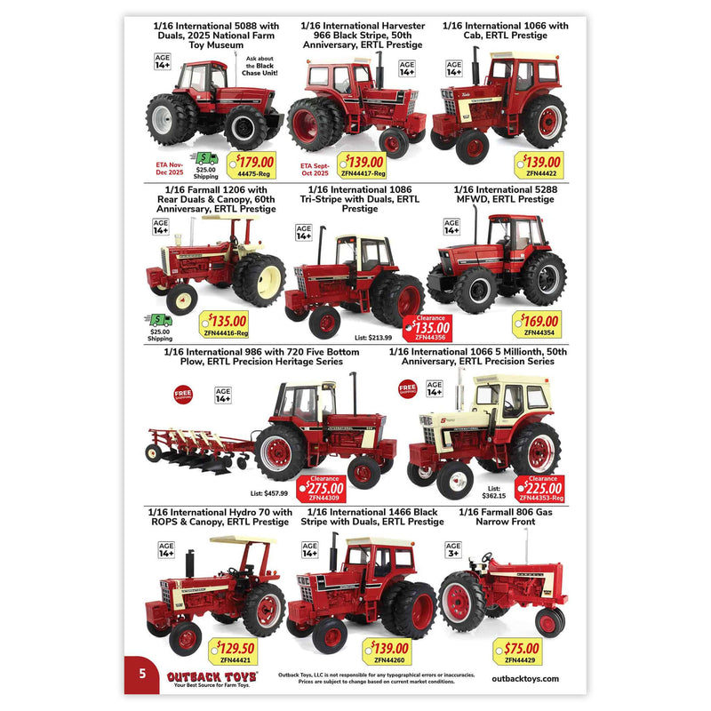 2025-2026 Outback Toys 74 Page Catalog: Farm Toys, Trucks, Cars & More!