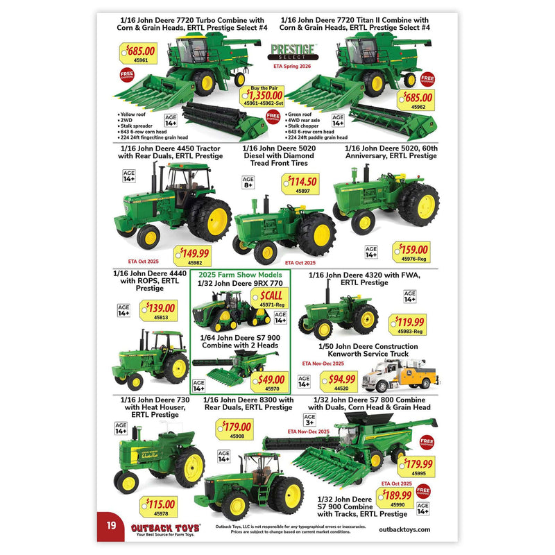 2025-2026 Outback Toys 74 Page Catalog: Farm Toys, Trucks, Cars & More!