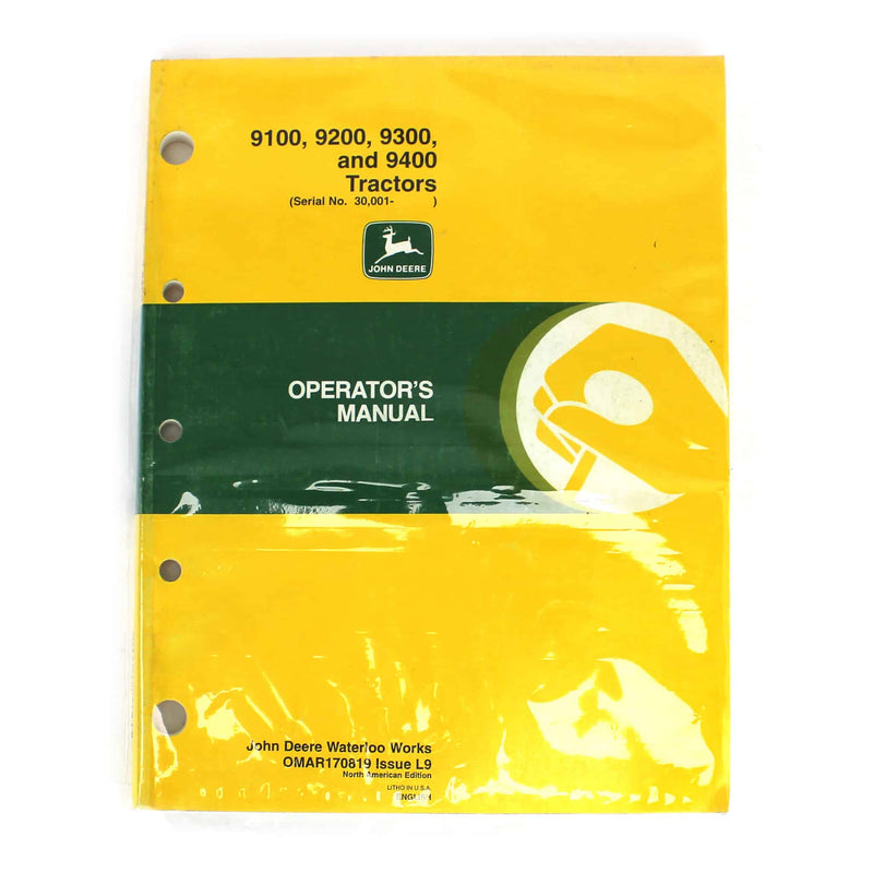 Operator's Manual for John Deere 9100, 9200, 9300 and 9400 Tractors