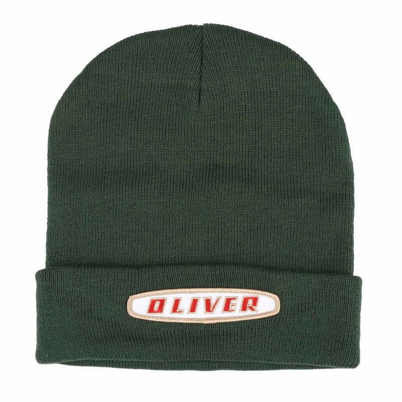 Oliver Oval Logo Dark Green Knit Beanie Hat with Folded Cuff