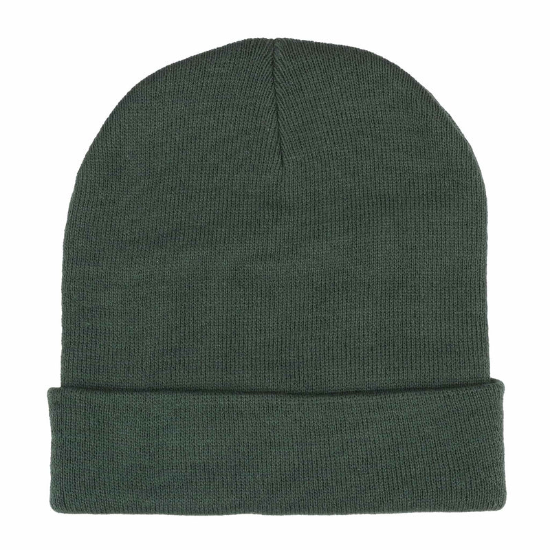 Oliver Oval Logo Dark Green Knit Beanie Hat with Folded Cuff