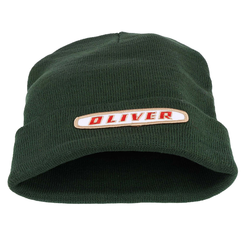 Oliver Oval Logo Dark Green Knit Beanie Hat with Folded Cuff
