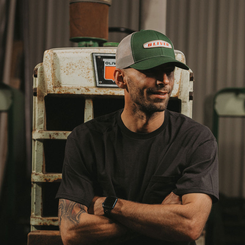 Oliver Oval Logo Green Hat with Tan Mesh Back