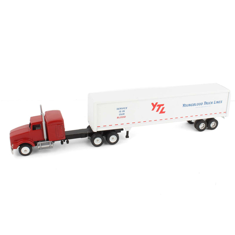 1/64 Custom Winross Red Semi Truck & Penjoy Youngblood Truck Lines Trailer