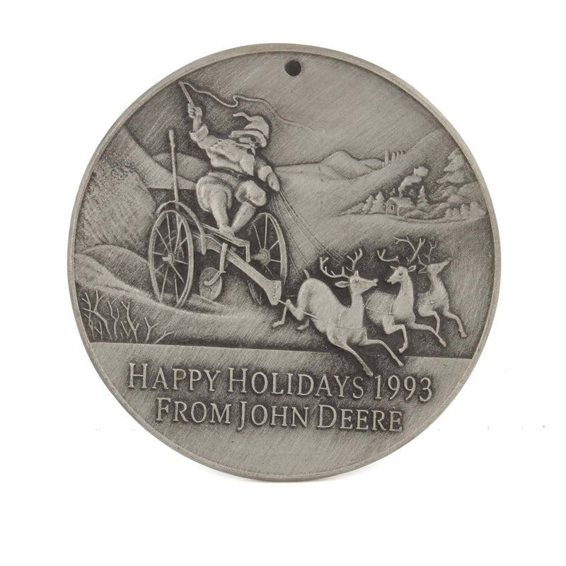 1993 John Deere Happy Holidays Pewter Christmas Ornament