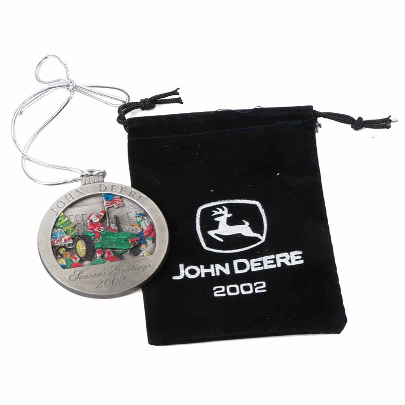 John Deere Model 4020 Tractor 2-Inch Round Pewter Ornament, 2002, 7th in Series by Montana Silversmiths