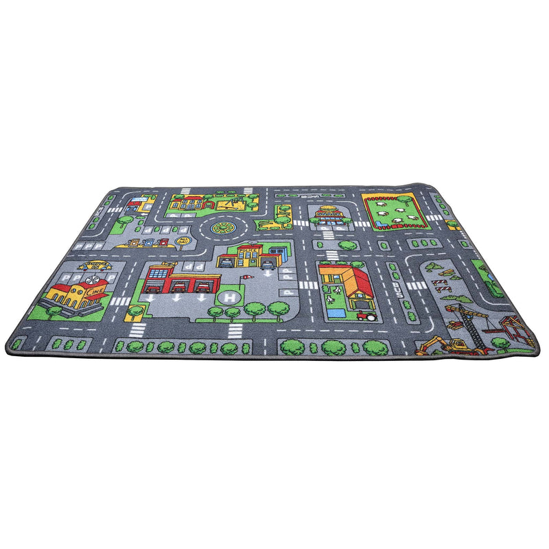 Large Street Play Carpet with Education Roads, City & Buildings - 52.4in x 37.4in