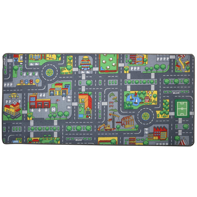Extra Large Street Play Carpet with Education Roads, City & Buildings - 79in x 37.4in