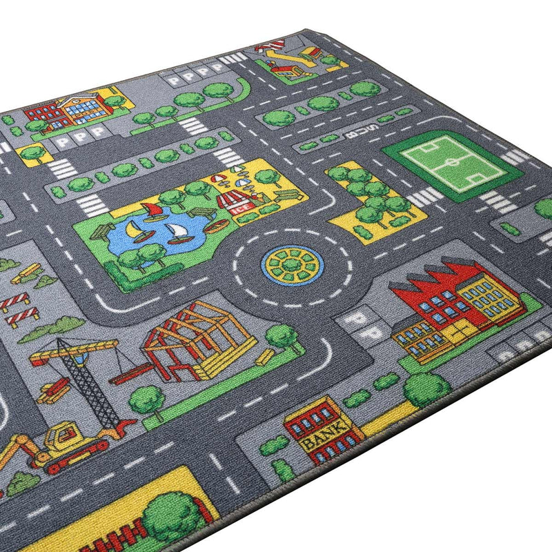 Extra Large Street Play Carpet with Education Roads, City & Buildings - 79in x 37.4in