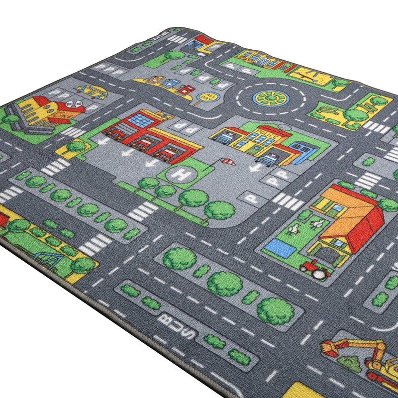 Extra Large Street Play Carpet with Education Roads, City & Buildings - 79in x 37.4in