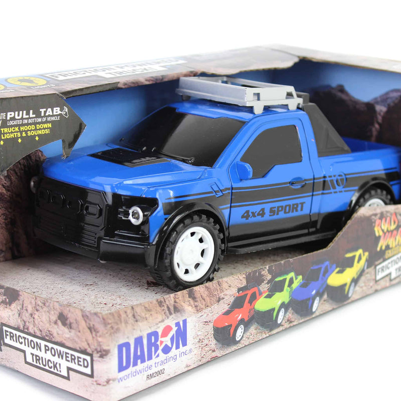 Road Marks Blue Off Road Pickup Truck-Friction Powered