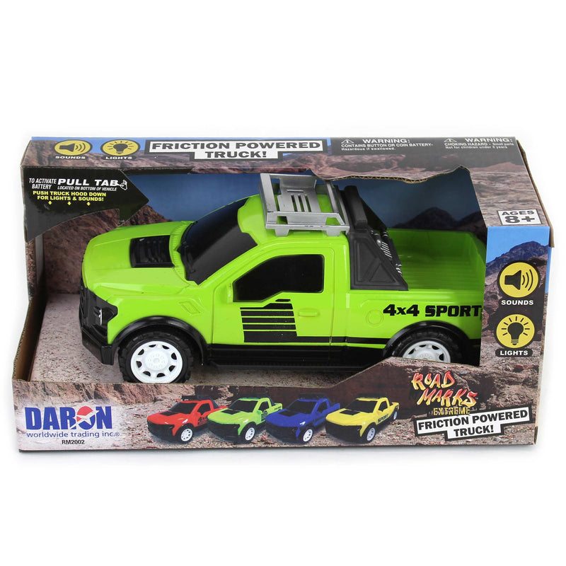 Road Marks Green Off Road Pickup Truck-Friction Powered