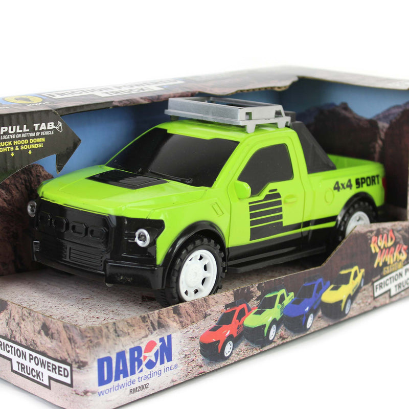 Road Marks Green Off Road Pickup Truck-Friction Powered