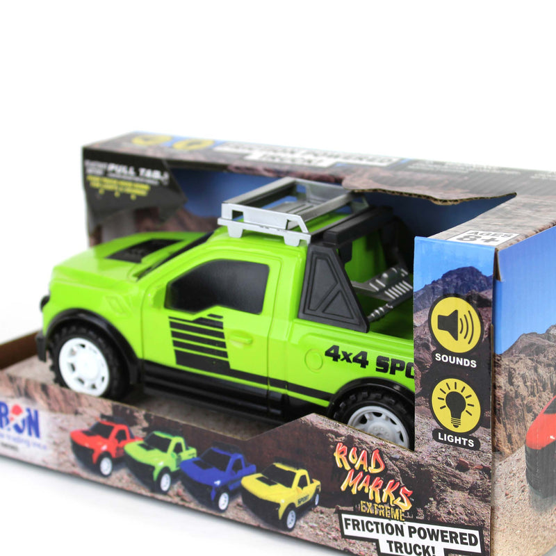 Road Marks Green Off Road Pickup Truck-Friction Powered