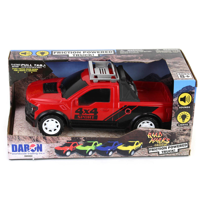 Road Marks Red Off Road Pickup Truck-Friction Powered
