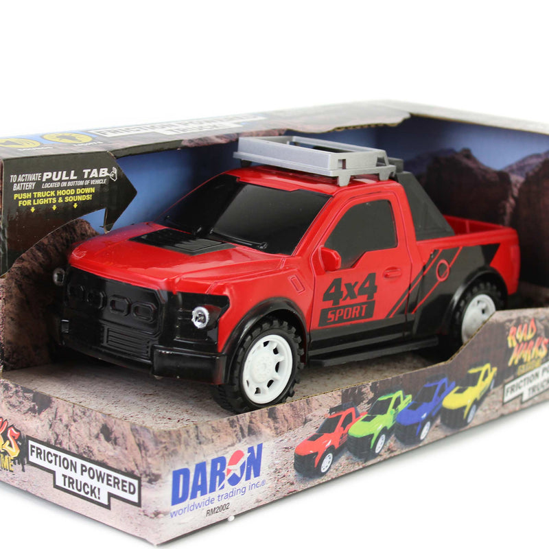 Road Marks Red Off Road Pickup Truck-Friction Powered