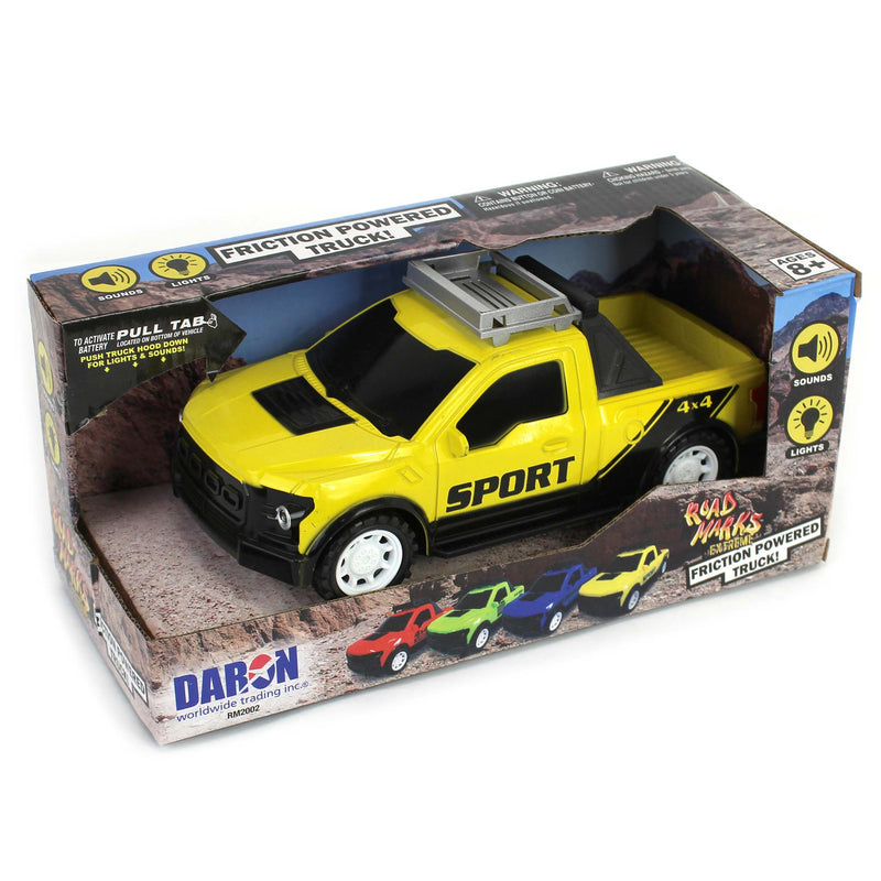 Road Marks Yellow Off Road Pickup Truck-Friction Powered