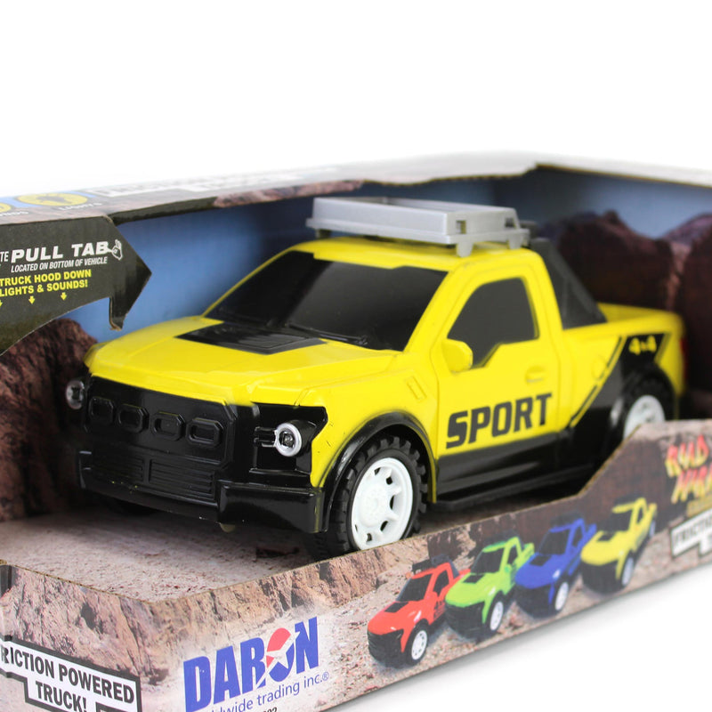 Road Marks Yellow Off Road Pickup Truck-Friction Powered
