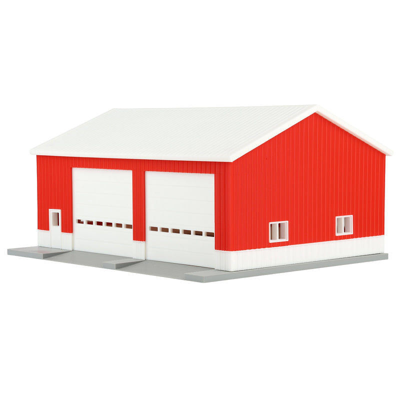 1/64 Machinery Shed in Red & White with White Roof, 3D Printed