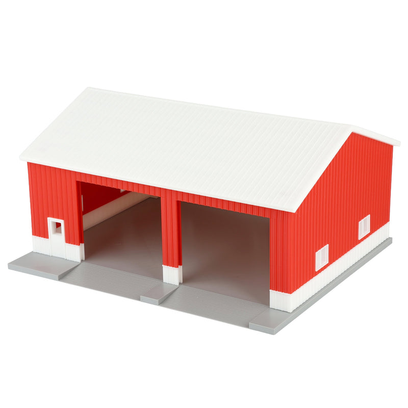 1/64 Machinery Shed in Red & White with White Roof, 3D Printed