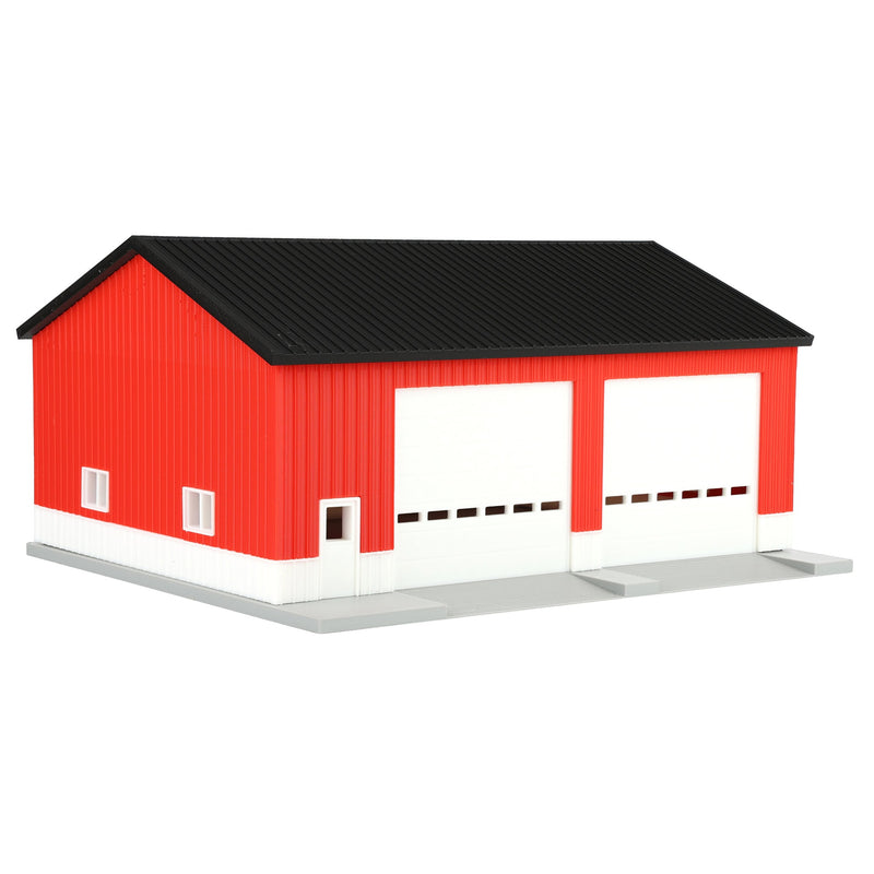 1/64 Machinery Shed in Red & White with Black Roof, 3D Printed