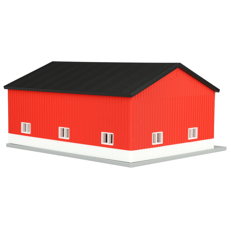 1/64 Machinery Shed in Red & White with Black Roof, 3D Printed