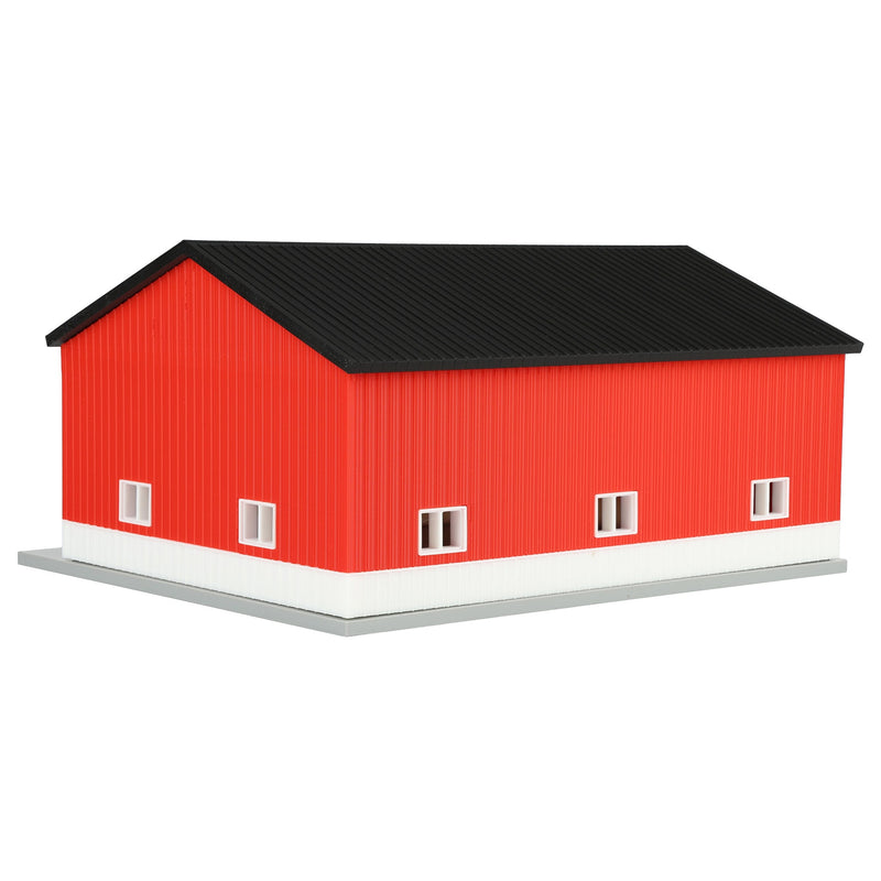 1/64 Machinery Shed in Red & White with Black Roof, 3D Printed