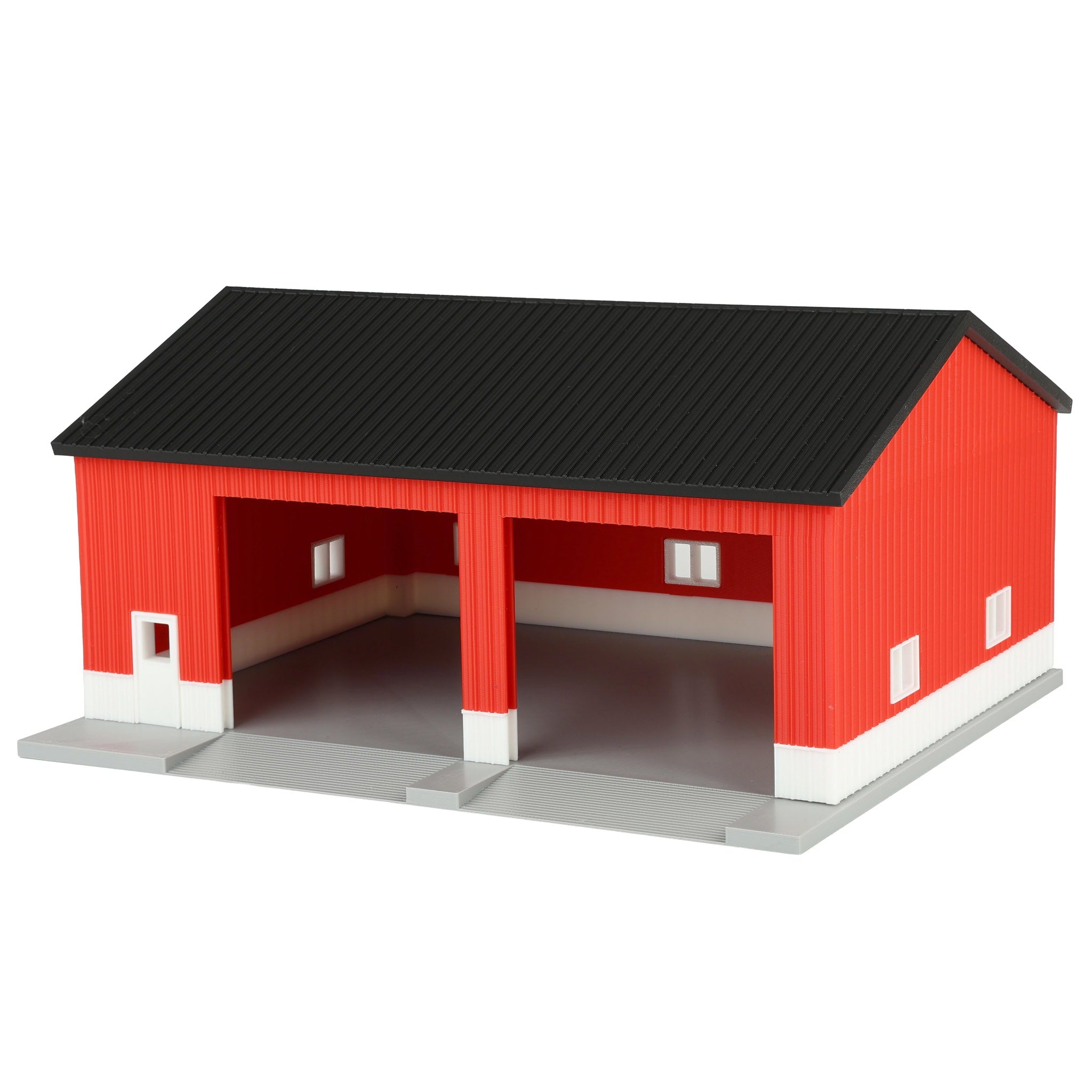 1/64 Red & White Machinery Shed with Black Roof by REVD Toys, 3D