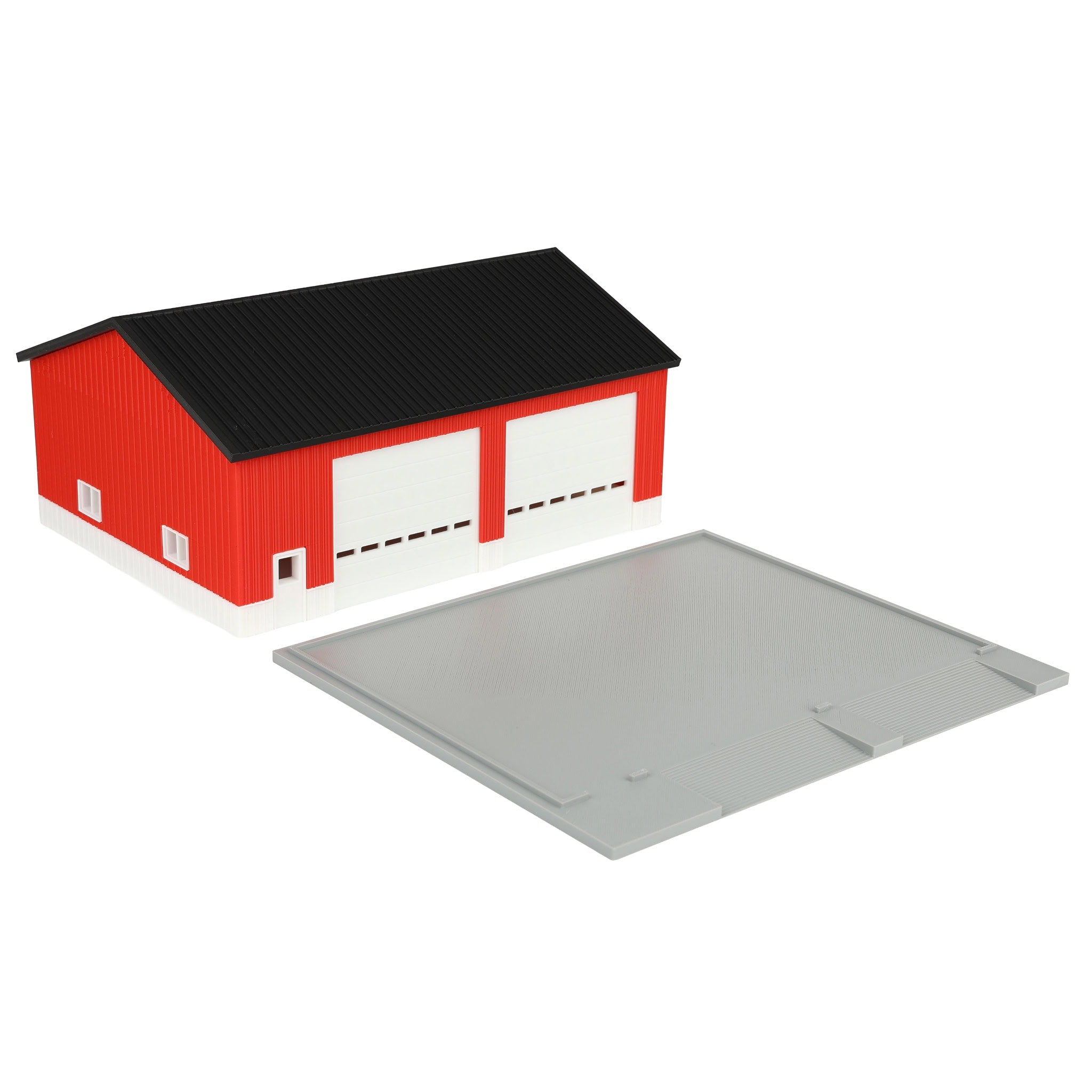 1/64 Red & White Machinery Shed with Black Roof by REVD Toys, 3D