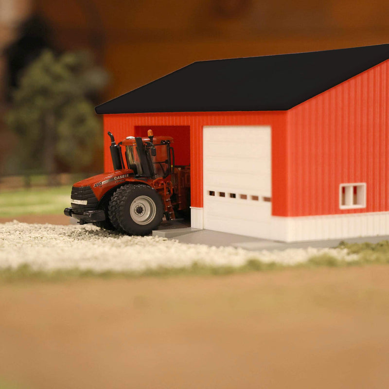 1/64 Machinery Shed in Red & White with Black Roof, 3D Printed
