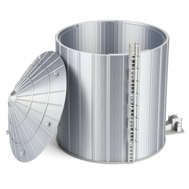 1/64 15-20K Bushel Grain Bin with Ladder & Centrifugal Fan, 3D Printed