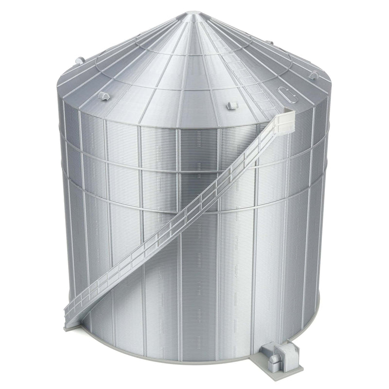 1/64 40-50K Bushel Grain Bin with Stairs & Centrifugal Fan, 3D Printed