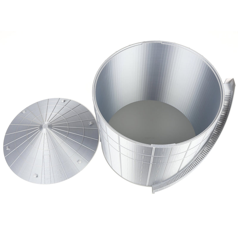 1/64 40-50K Bushel Grain Bin with Stairs & Centrifugal Fan, 3D Printed