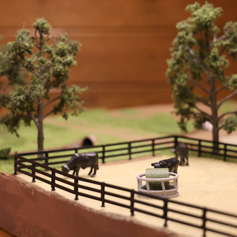 1/64 Black Painted-look Fencing 6-pack with Gate, 3D Printed