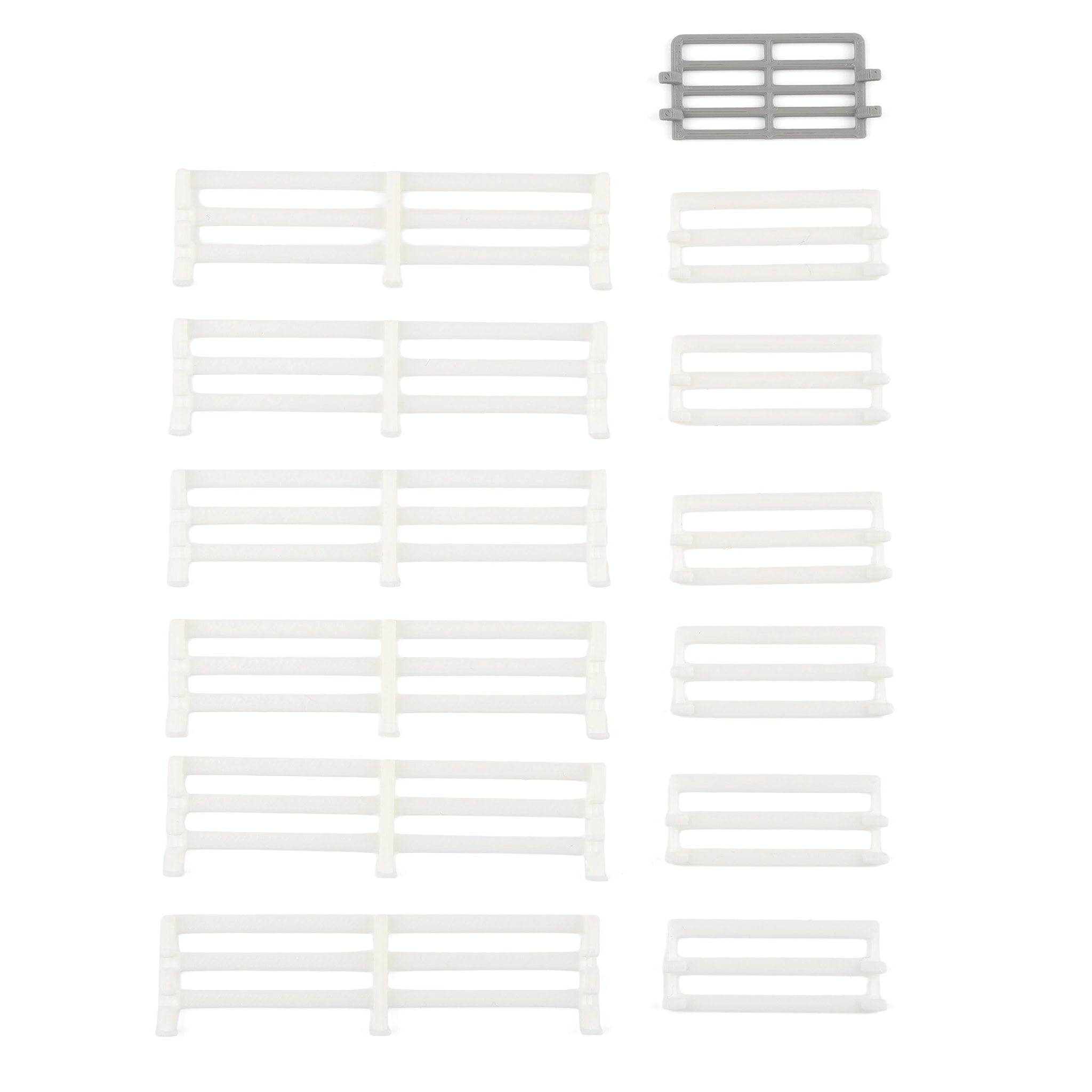 1/64 White-Painted Look Fencing 6-Pack with Gate by REVD Toys, 3D