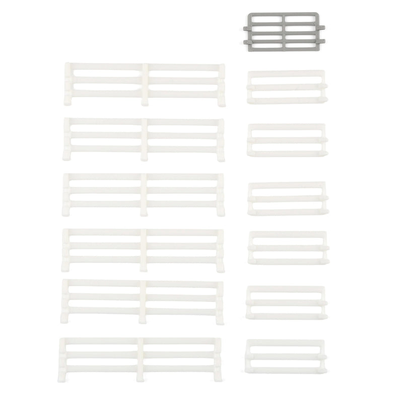 1/64 White Painted-look Fencing 6-pack with Gate, 3D Printed