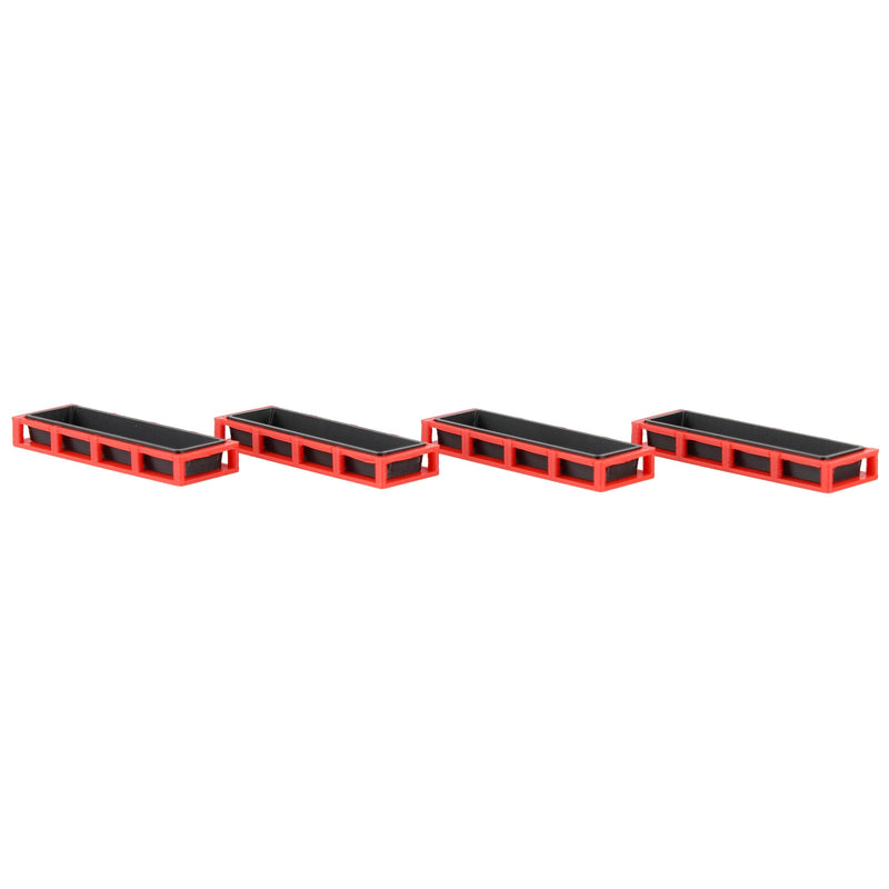 1/64 Red & Black Cattle Feed Trough 4-pack, 3D Printed